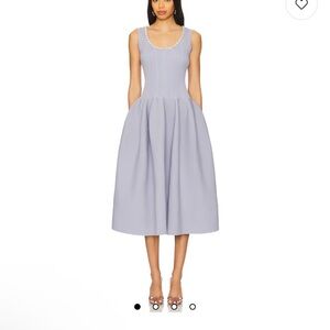 Revolve Self-Portrait Diamanté ribbed knit midi blue dress XS